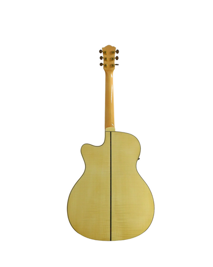 Caraya All Flame Maple Built-In Pickups/Tuner Cutaway Acoustic Guitar - Natural SDG837CEQN