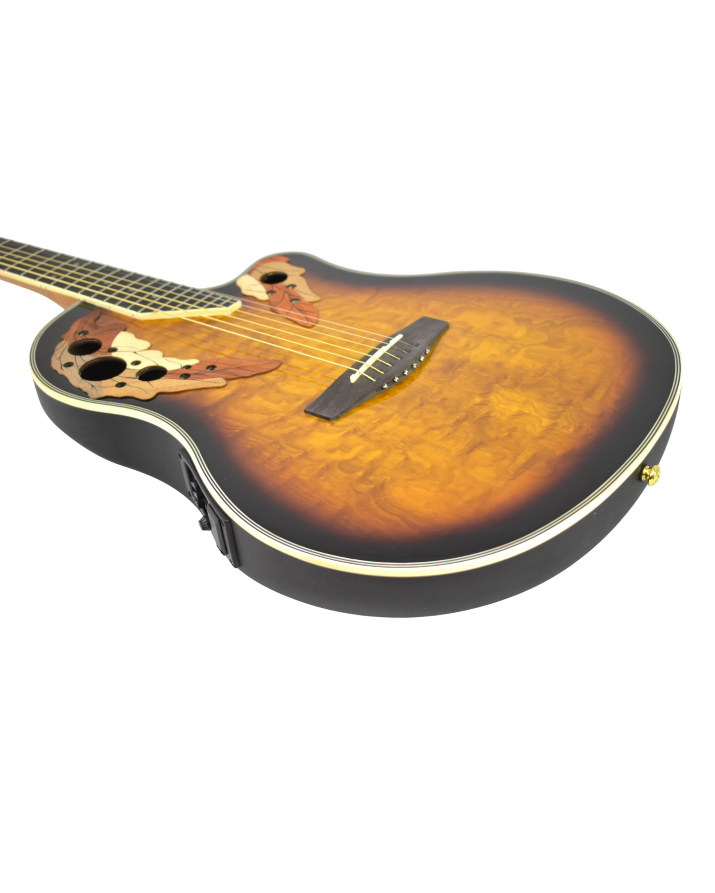 Caraya SP723CEQBS Roundback Built-In Pickups Fibre Glass Back Acoustic Guitar - Sunburst with Accessories and 10W Amp. (Optional)