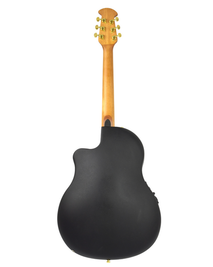 Caraya SP723CEQBS Roundback Built-In Pickups Fibre Glass Back Acoustic Guitar - Sunburst with Accessories and 10W Amp. (Optional)