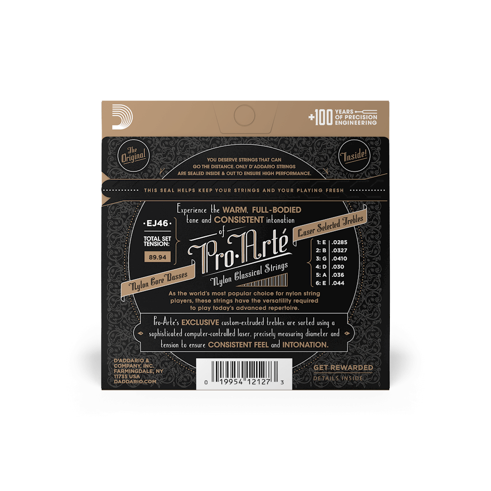 D’Addario 0285-044 Pro-Arte Nylon Classical Guitar Strings – Hard Tension (EJ46)