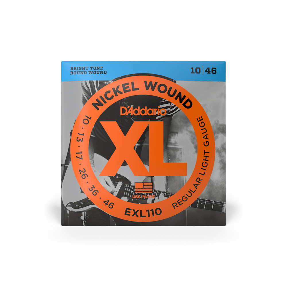 D’Addario 10-46 XL Nickel Wound Electric Guitar Strings – Regular Light (.010–.046) (EXL110)