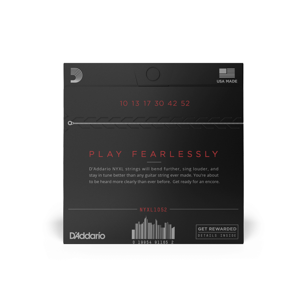 D’Addario 10-52 NYXL Electric Guitar Strings – Light Top/Heavy Bottom (.010–.052) (NYXL1052)