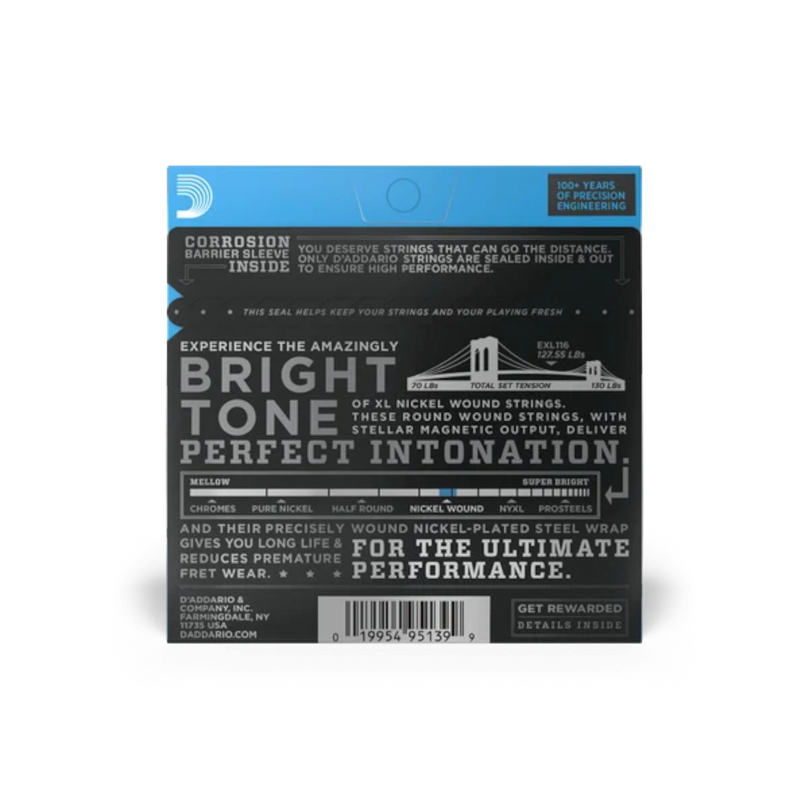 D'Addario 11-52 Nickel Wound Electric Guitar Strings - Medium Top/Heavy Bottom (.011 - .052) (EXL116)