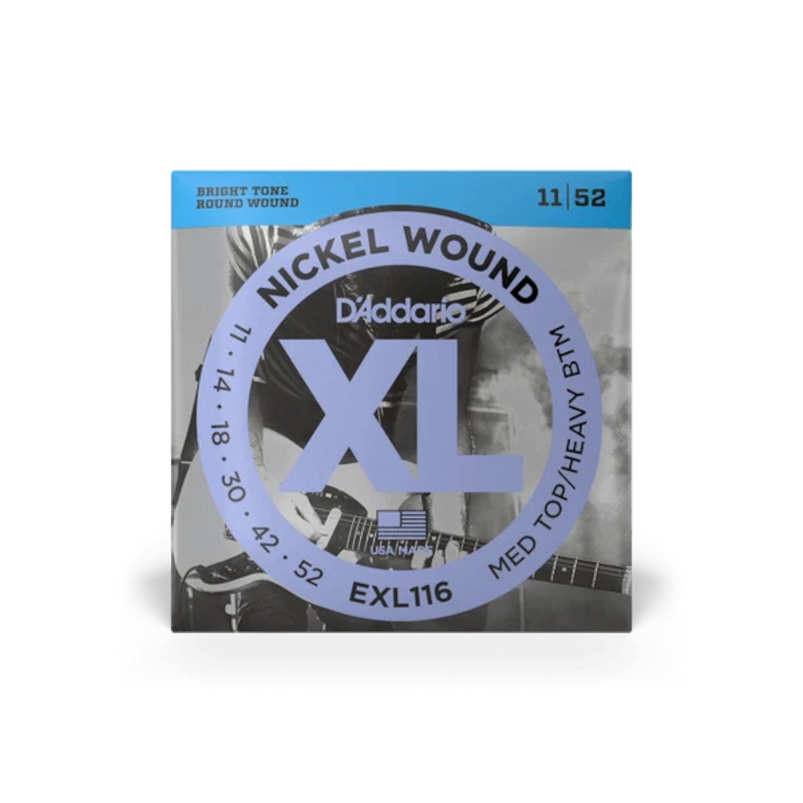 D'Addario 11-52 Nickel Wound Electric Guitar Strings - Medium Top/Heavy Bottom (.011 - .052) (EXL116)