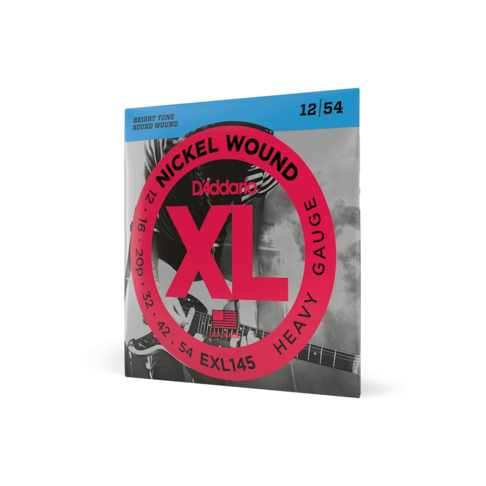 D'Addario 12-54 XL Nickel Wound Electric Guitar Strings - Heavy Plain 3rd (.012 - .054) (EXL145)