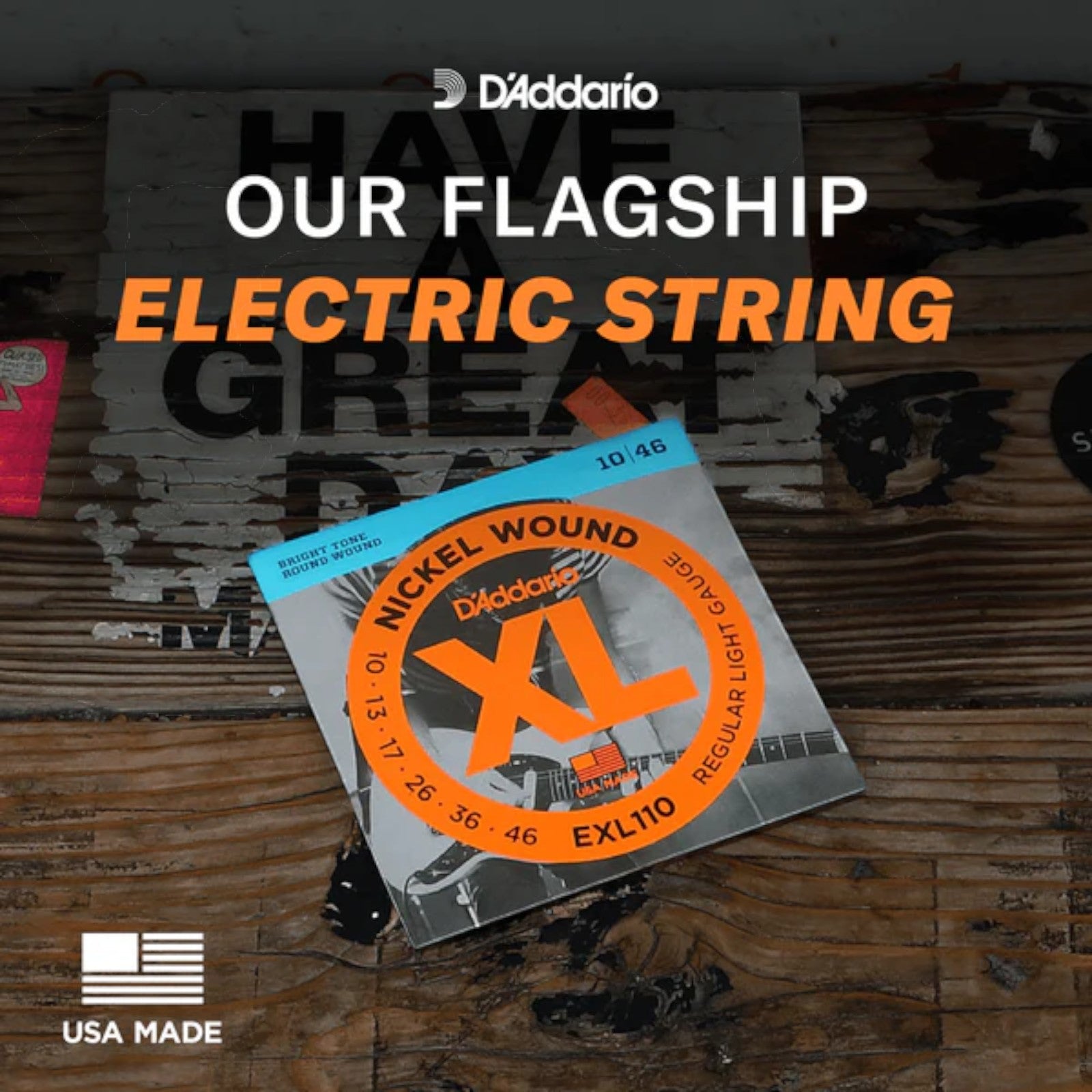 D'Addario 12-54 XL Nickel Wound Electric Guitar Strings - Heavy Plain 3rd (.012 - .054) (EXL145)