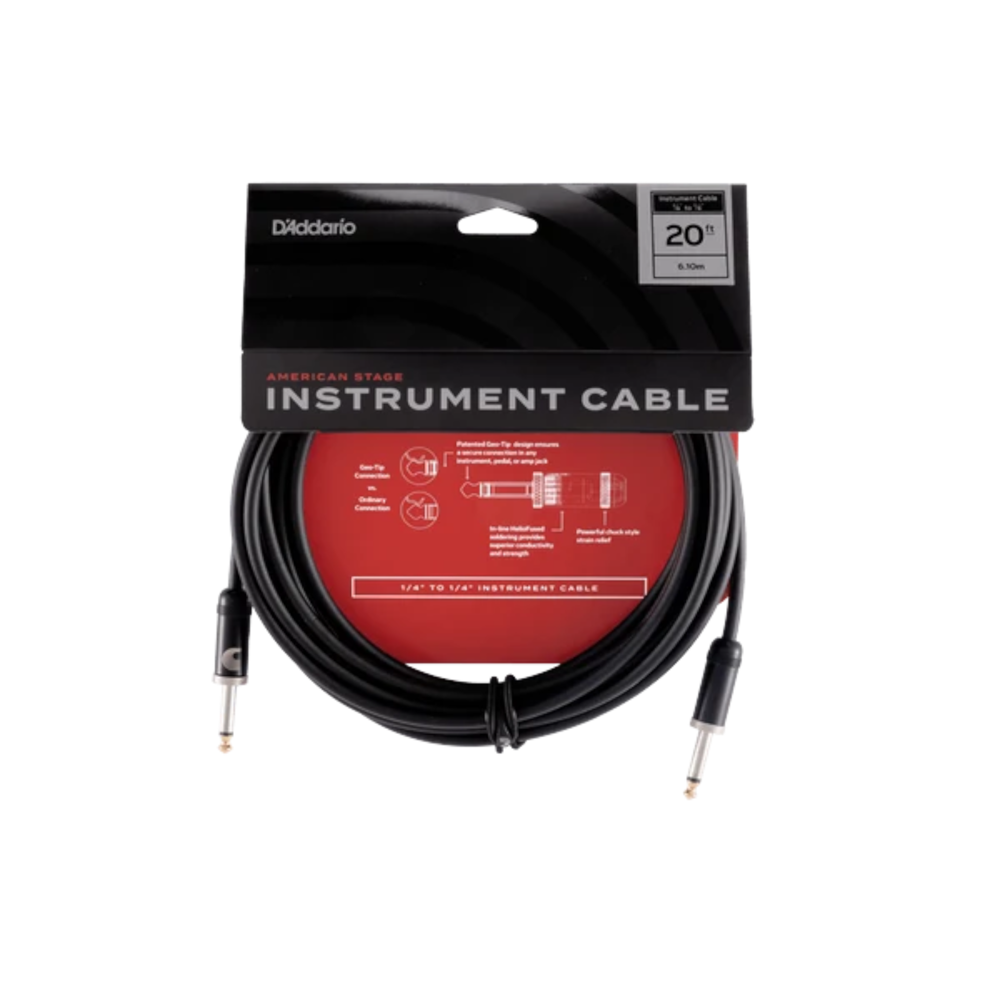 D'Addario American Stage 1/4" Jack Instrument Cable - Straight-Straight