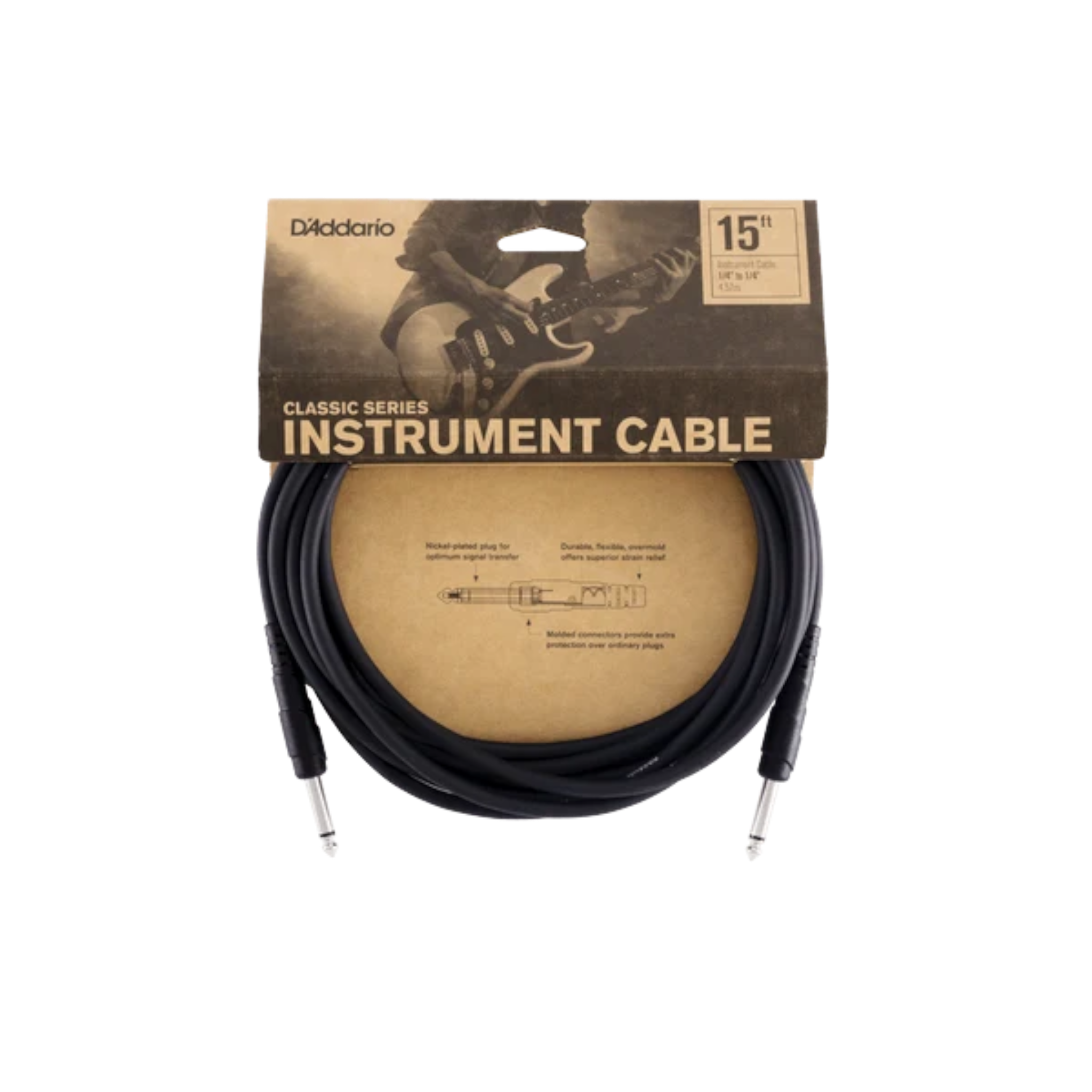 D'Addario Classic Series 1/4" Jack Instrument Cable - Straight-Straight