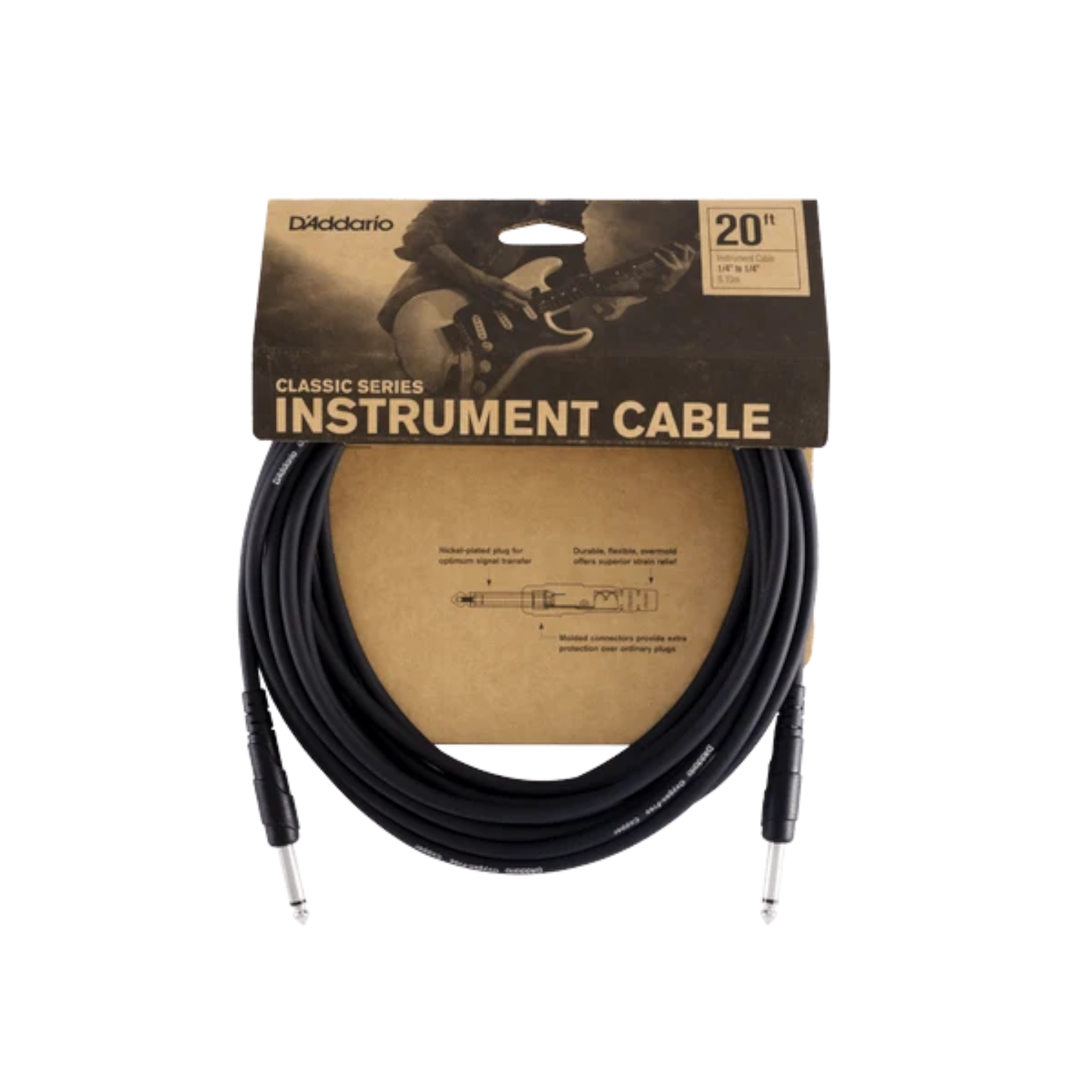 D'Addario Classic Series 1/4" Jack Instrument Cable - Straight-Straight