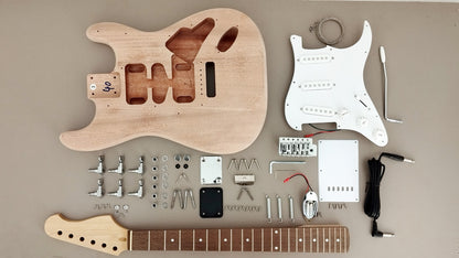 E200MDIY Mahogany Body Electric Guitar DIY Kit, No-Soldering, SSS