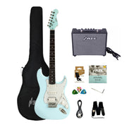 Haze E211 Sonic Blue HST Electric Guitar with Accessories + 10W Amp (Optional)