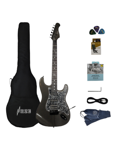 Haze Solid Maple Neck SSH Tremolo HST Electric Guitar - Black E211