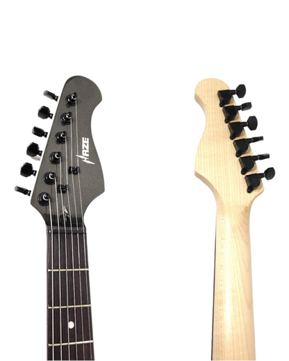 Haze Solid Maple Neck SSH Tremolo HST Electric Guitar - Black E211