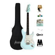 Haze E211 Sonic Blue HST Electric Guitar with Accessories + 10W Amp (Optional)