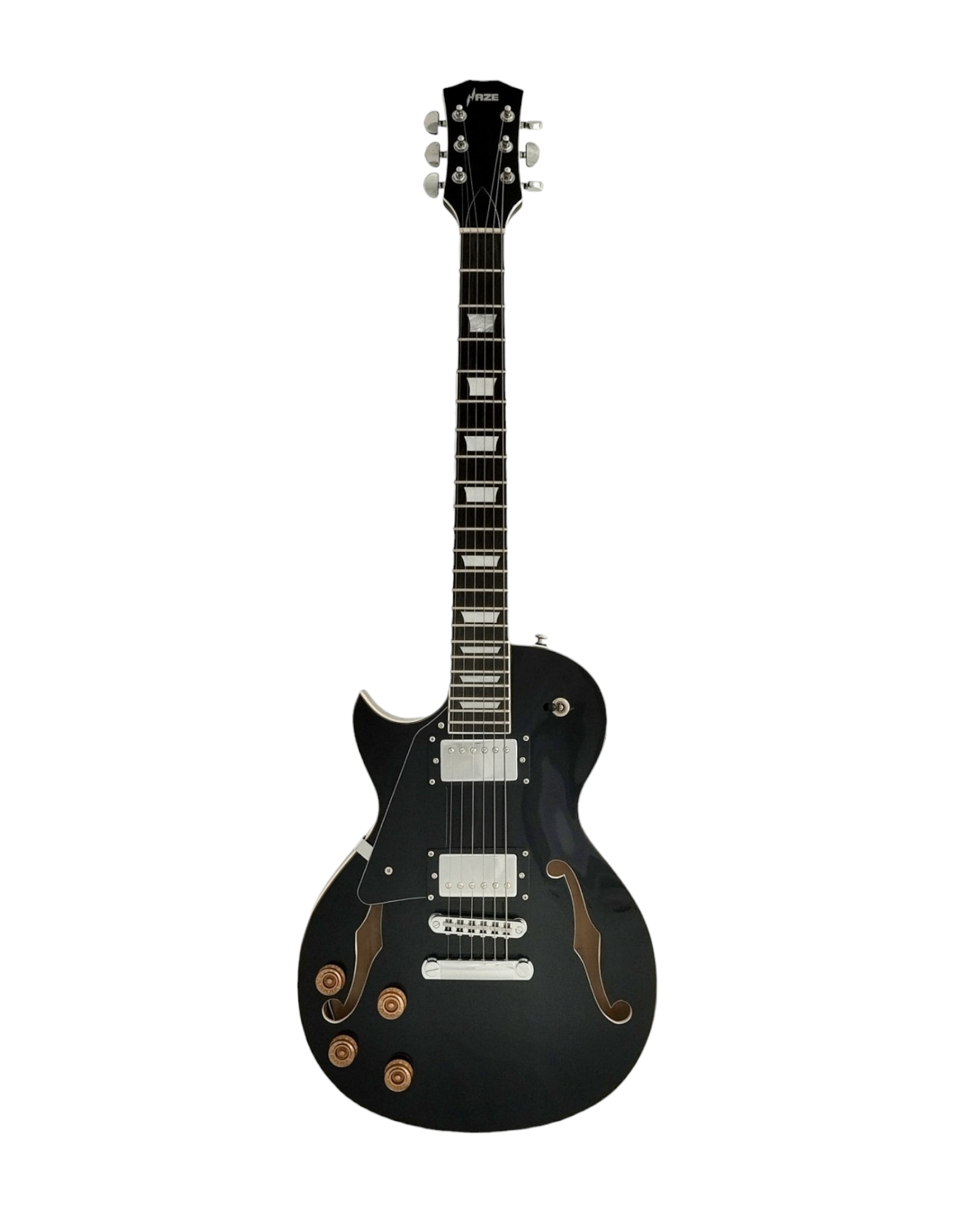 Haze E239 Black Left-Handed Semi-Hollow Electric Guitar with Dual Humbuckers
