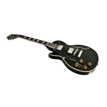 Haze Left Handed Semi-Hollow HH HLP Electric Guitar - Black E239BKLH
