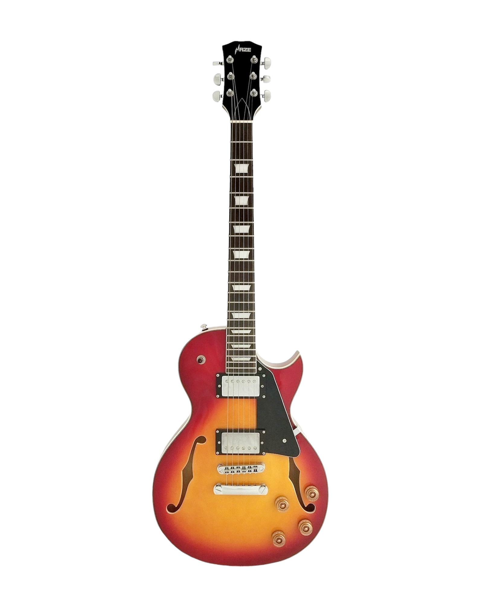Haze E239 Sunburst Semi-Hollow Electric Guitar with Dual Humbuckers