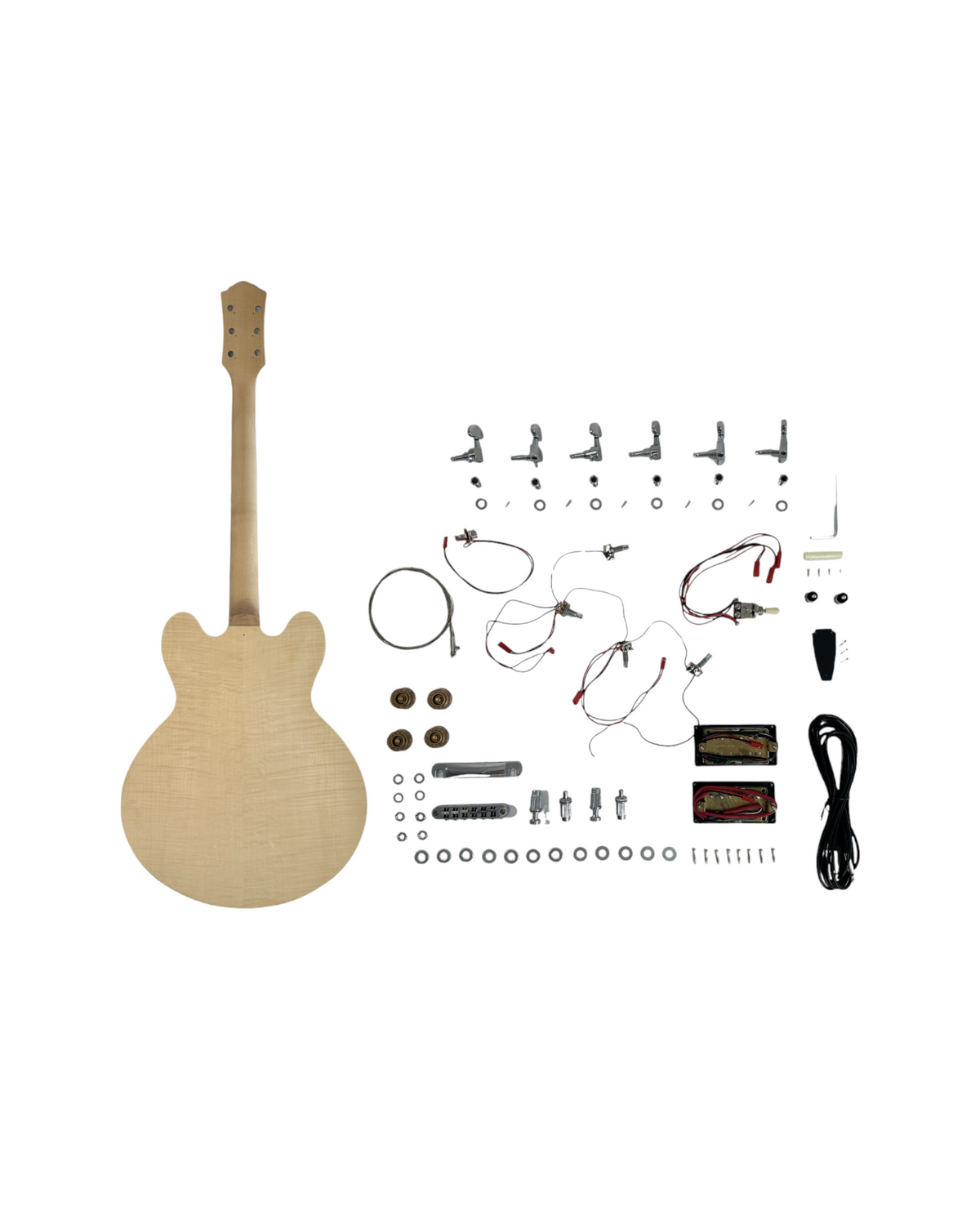 PREORDER: EST. NOV 2026 | E272DIY Complete No-Solder Semi-Hollow Body Electric Guitar DIY Kit, Set Neck