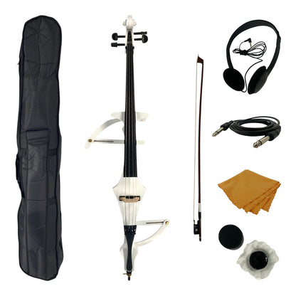 Symphony EC02WH Foldable Hand-Carved Solid Catalpa Electric Cello Outfit in Gloss White