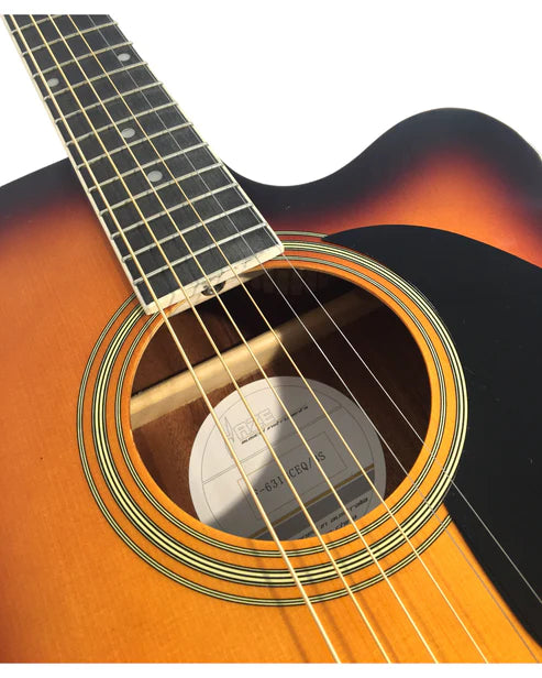 Haze F631BCEQBSGA15T Thin Body Acoustic Guitar, Sunburst, EQ, Cutaway + 15W Amplifier, Free Gig Bag, Picks