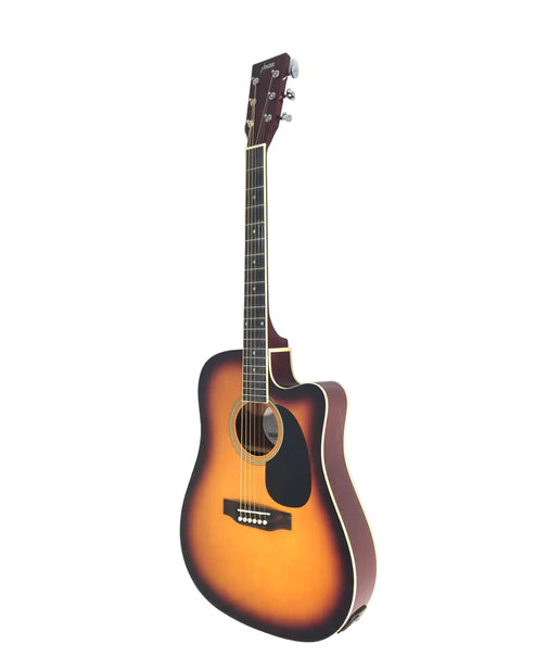 Haze F631BCEQBSGA15T Thin Body Acoustic Guitar, Sunburst, EQ, Cutaway + 15W Amplifier, Free Gig Bag, Picks