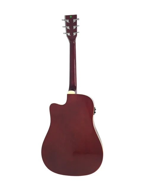 Haze F631BCEQBSGA15T Thin Body Acoustic Guitar, Sunburst, EQ, Cutaway + 15W Amplifier, Free Gig Bag, Picks