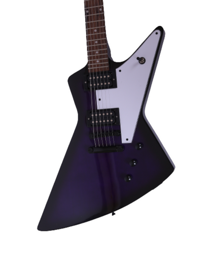 Haze Explorer-Style HH Basswood HEX Electric Guitar - Purpleburst FB1940