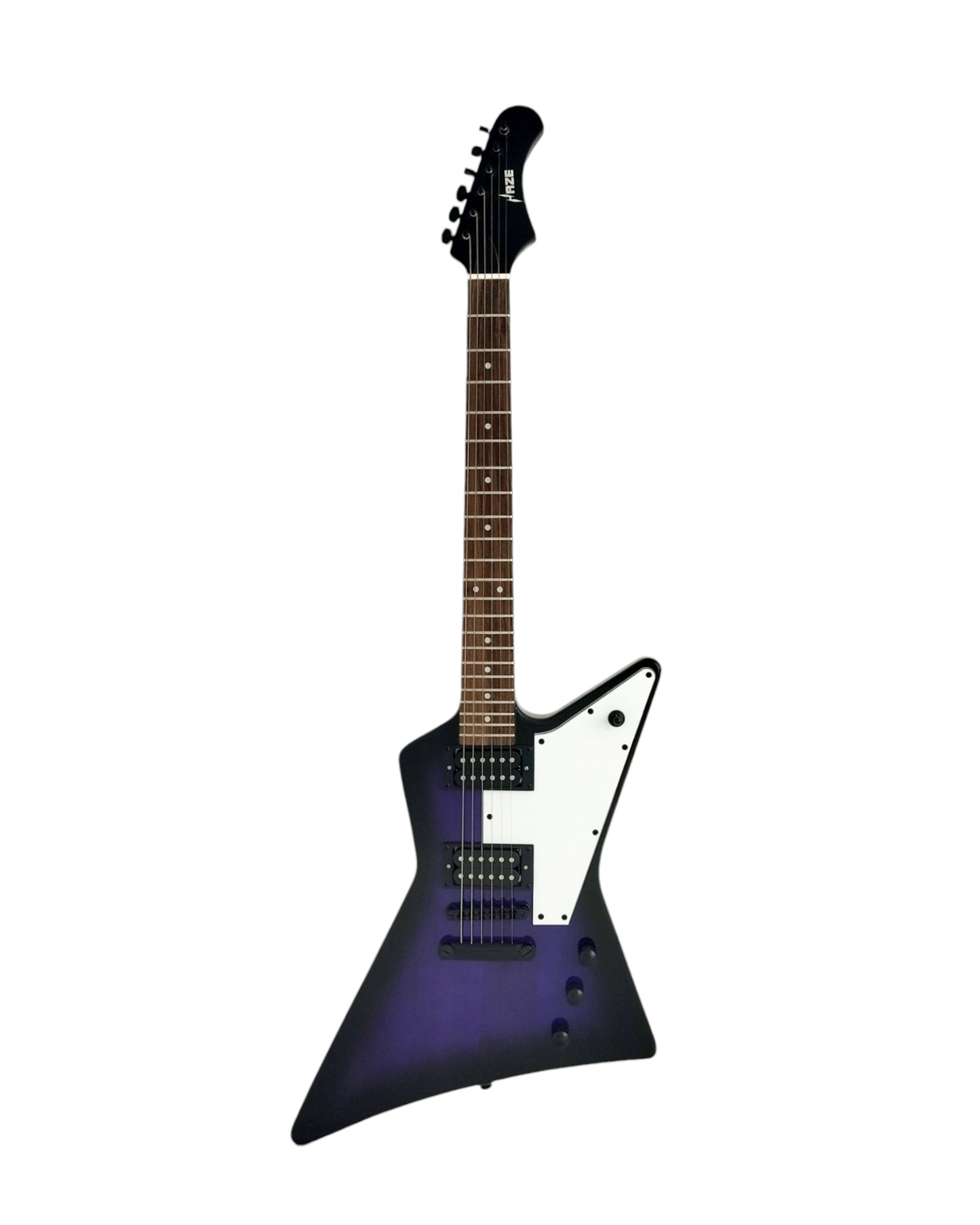 Haze Explorer-Style HH Basswood HEX Electric Guitar - Purpleburst FB1946