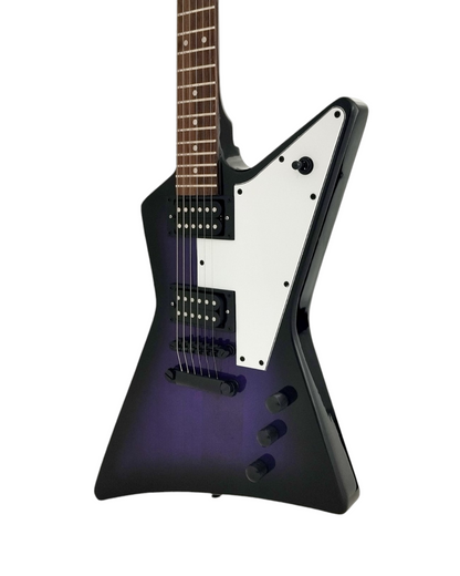 Haze Explorer-Style HH Basswood HEX Electric Guitar - Purpleburst FB1946