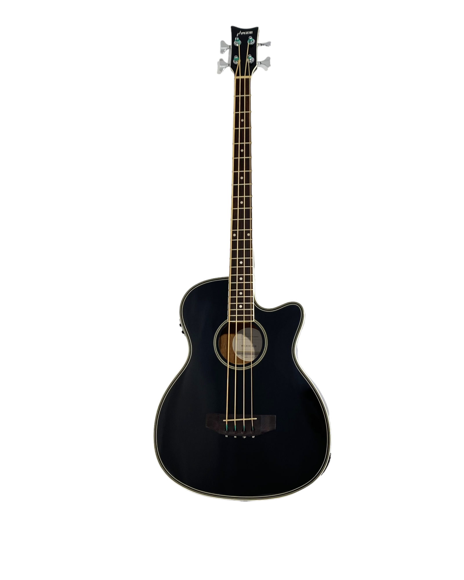 Haze FB711BCEQBK44 4-String Electric-Acoustic Bass Guitar, Black + Free Gig Bag