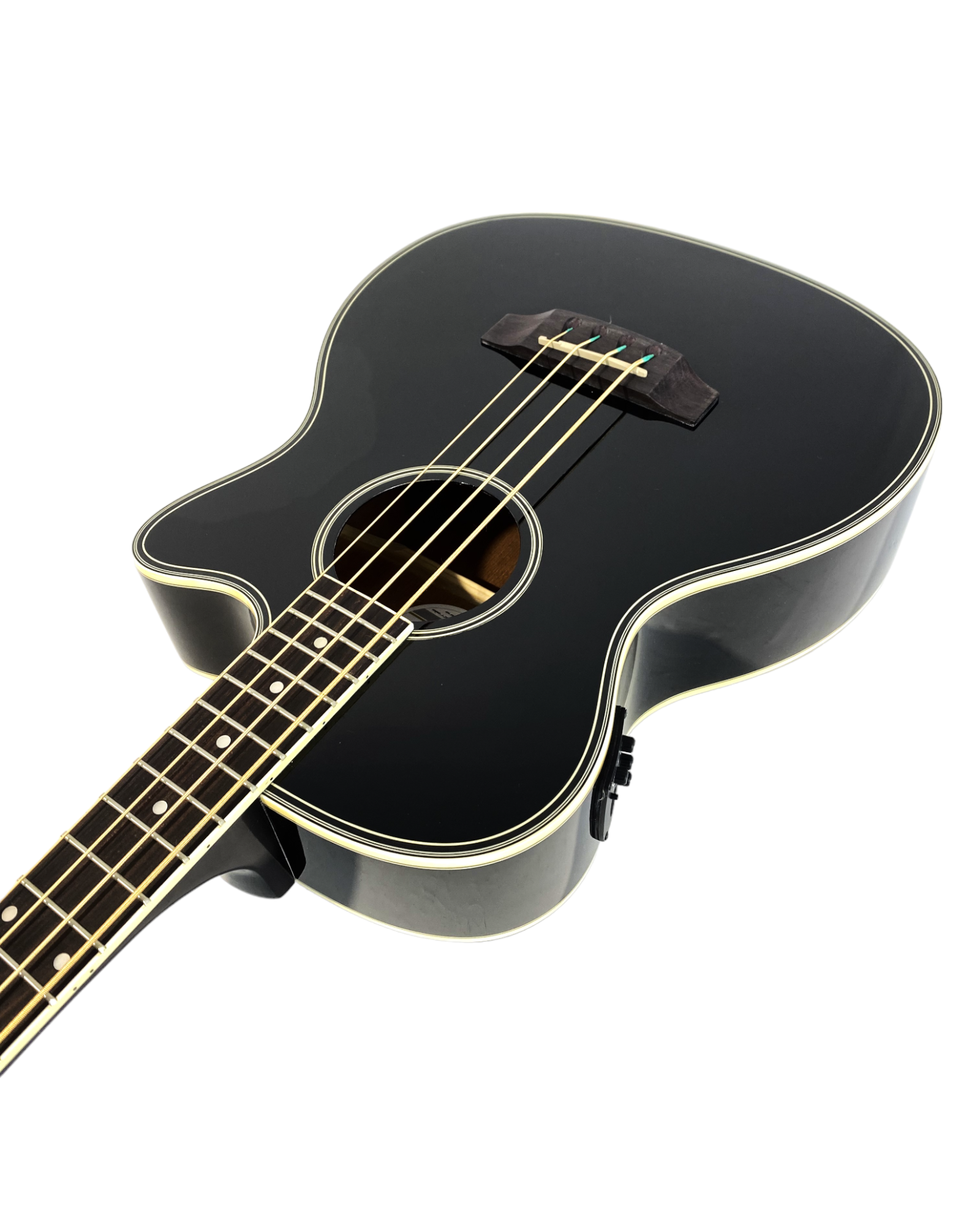 Haze FB711BCEQBK44 4-String Electric-Acoustic Bass Guitar, Black + Free Gig Bag
