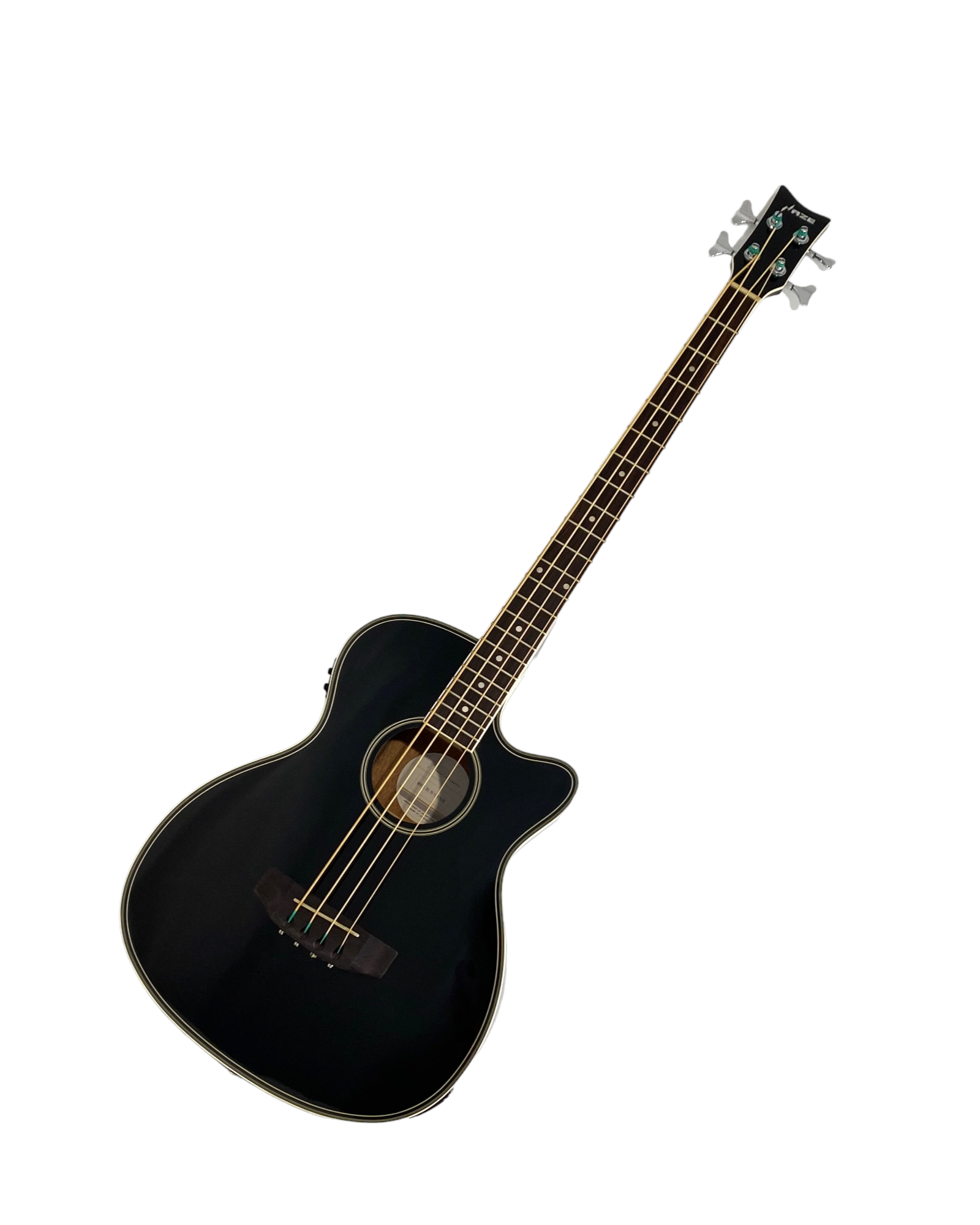 Haze FB711BCEQBK44 4-String Electric-Acoustic Bass Guitar, Black + Free Gig Bag