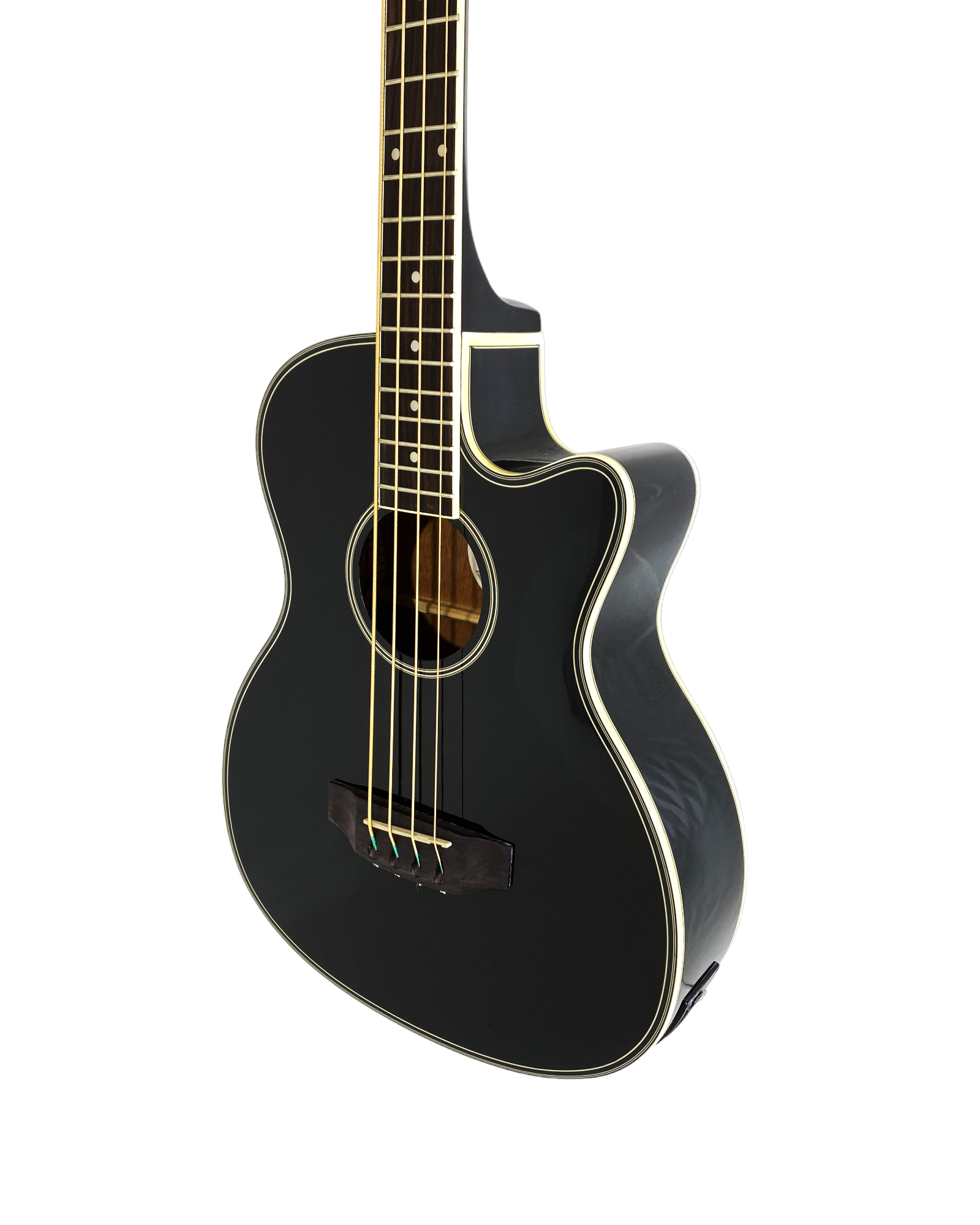 Haze FB711BCEQBK44 4-String Electric-Acoustic Bass Guitar, Black + Free Gig Bag