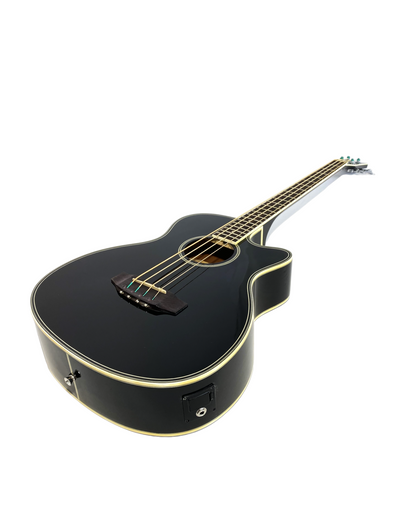 Haze FB711BCEQBK44 4-String Electric-Acoustic Bass Guitar, Black + Free Gig Bag...