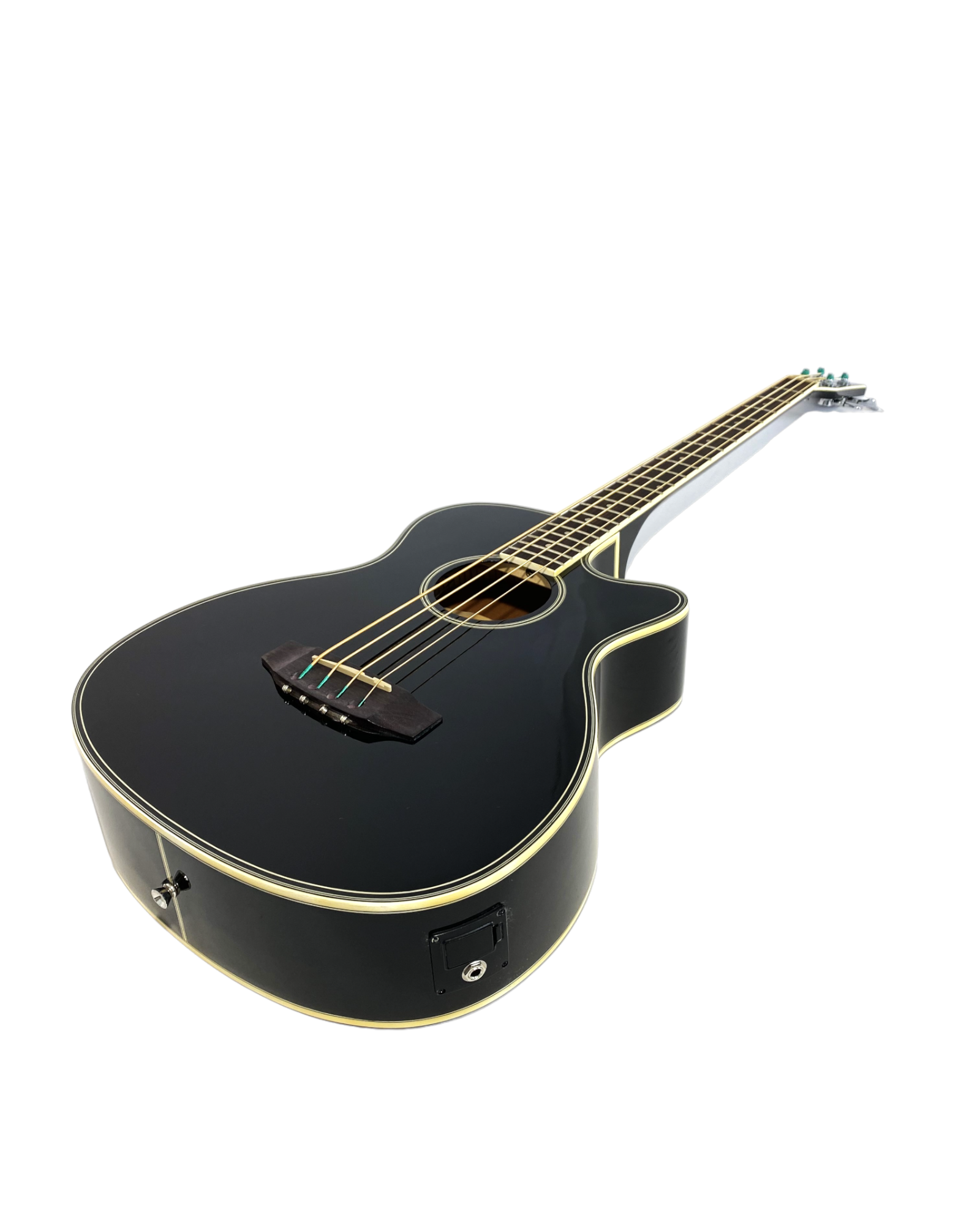 Haze FB711BCEQBK44 4-String Electric-Acoustic Bass Guitar, Black + Free Gig Bag