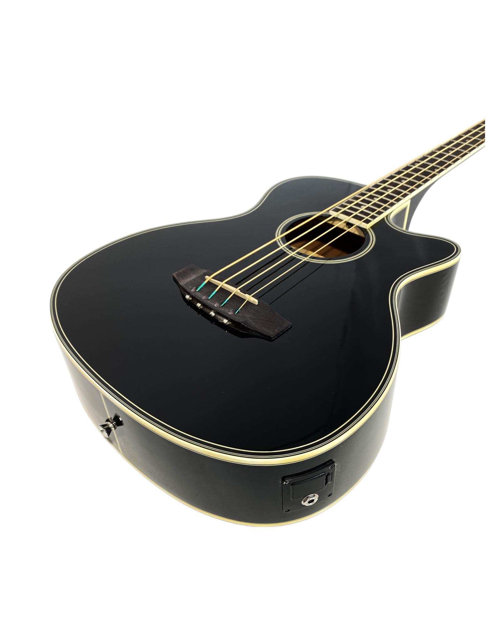 Haze FB711BCEQBK44 4-String Electric-Acoustic Bass Guitar, Black + Free Gig Bag
