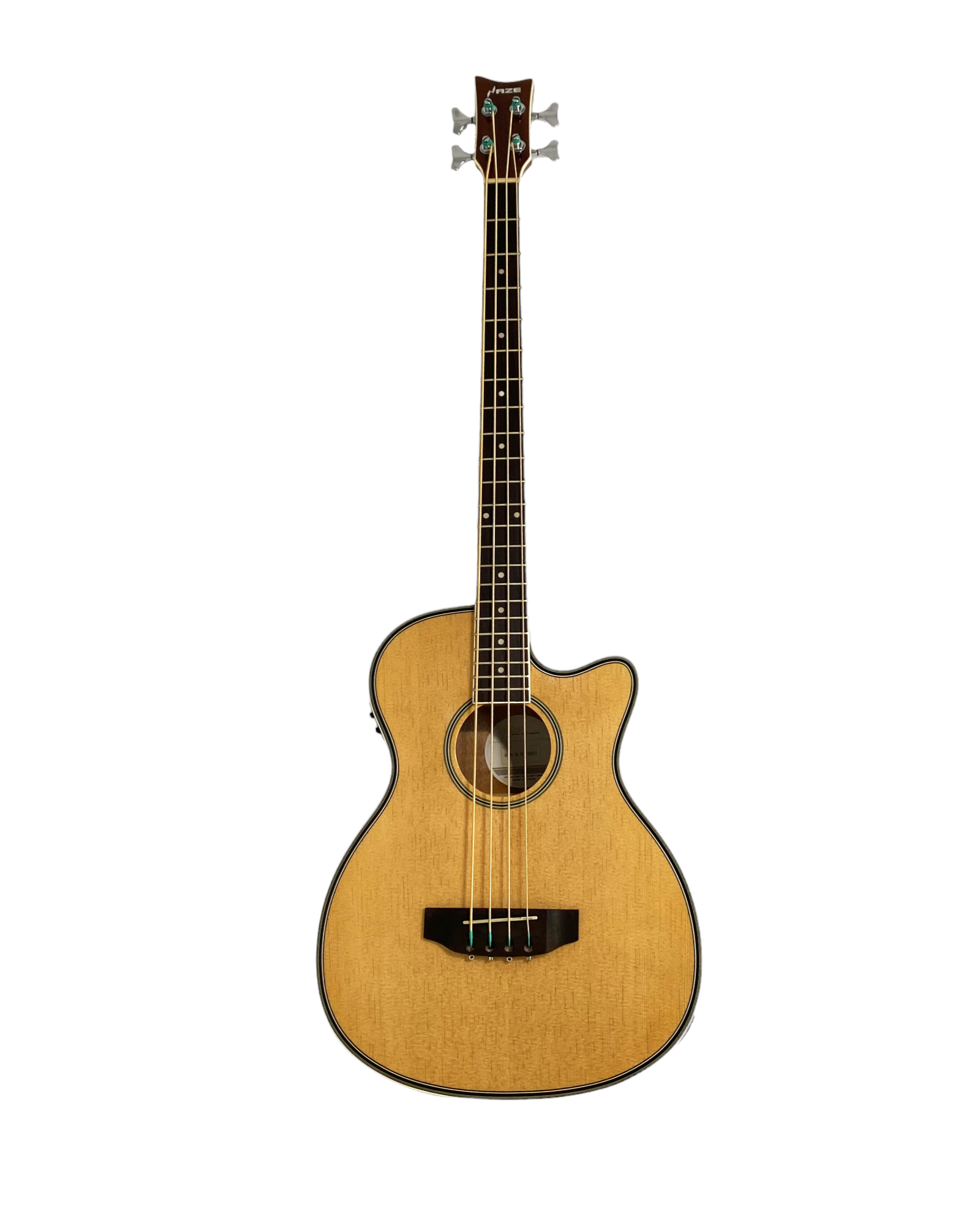 Haze FB711BCEQN34 3/4 4-String Electric-Acoustic Bass Guitar Natural + Free Gig Bag