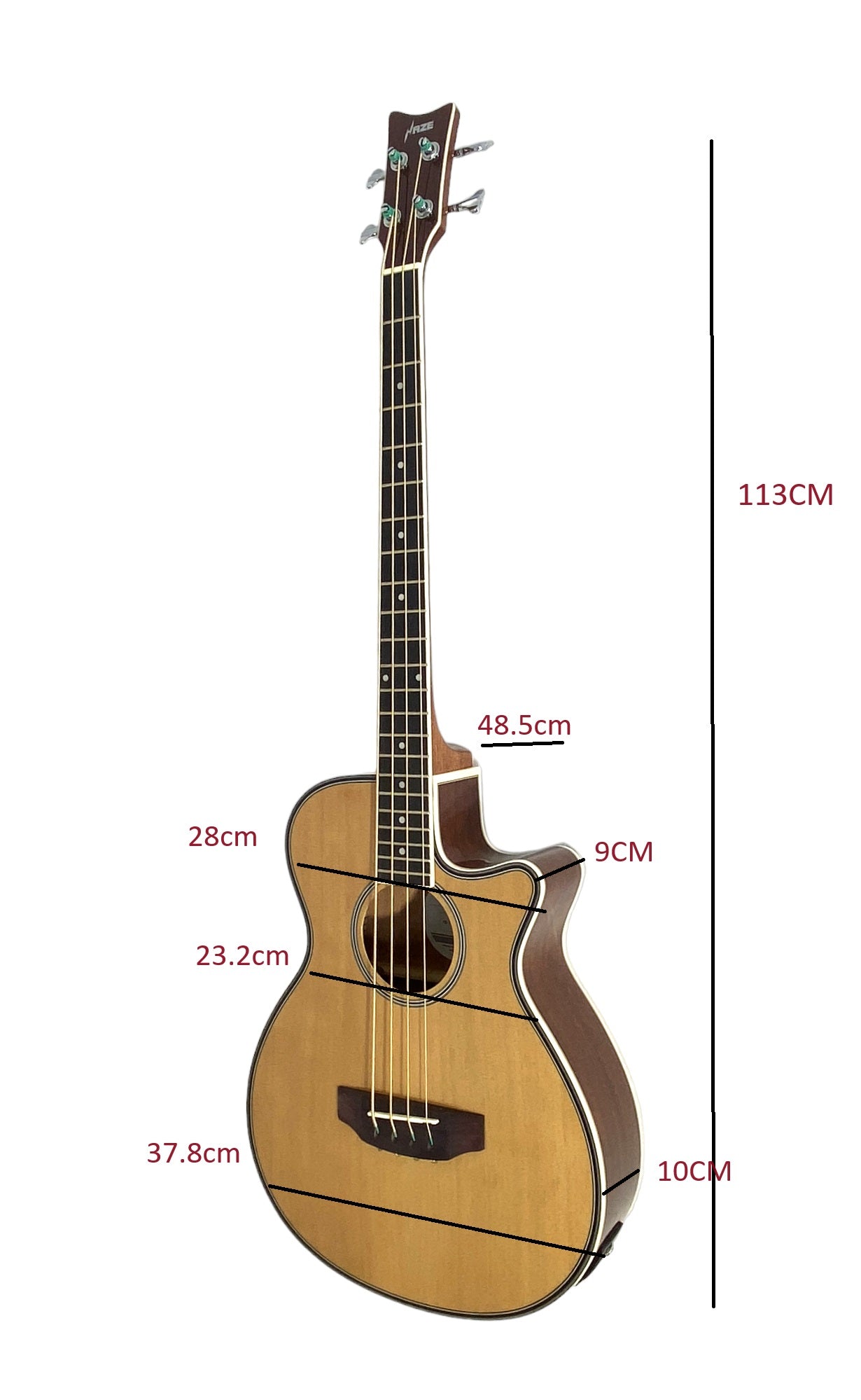 Haze FB711BCEQN34 3/4 4-String Electric-Acoustic Bass Guitar Natural + Free Gig Bag