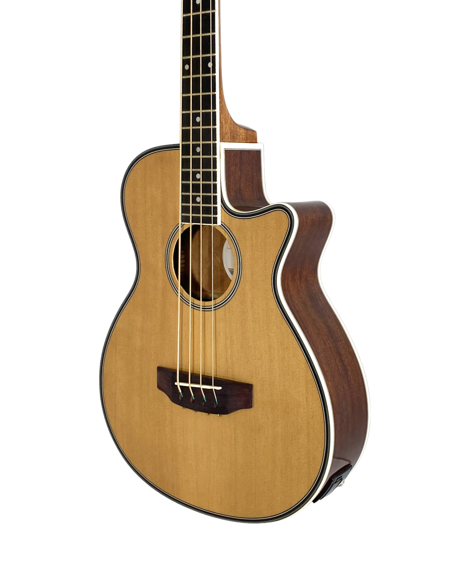 Haze FB711BCEQN34 3/4 4-String Electric-Acoustic Bass Guitar Natural + Free Gig Bag