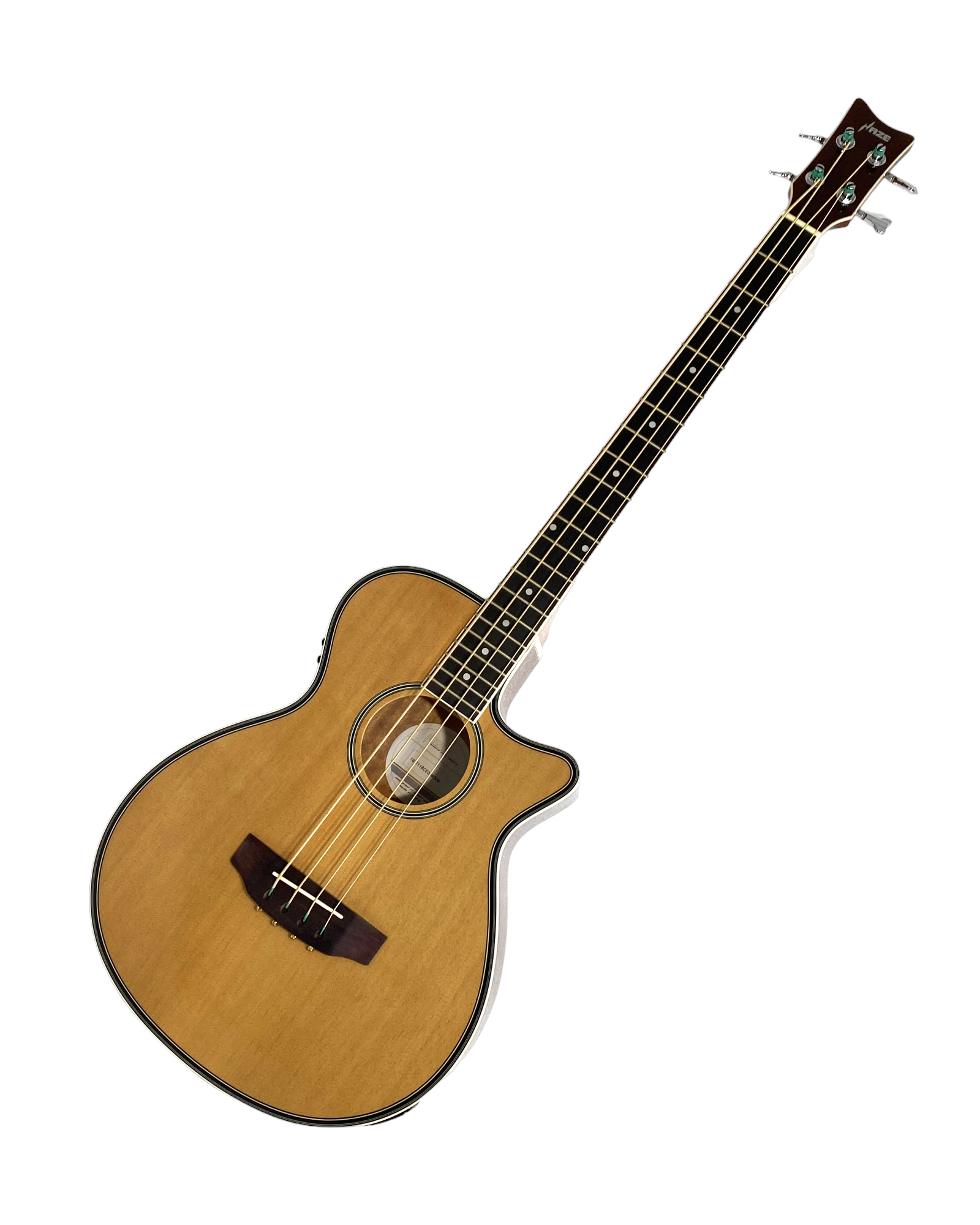 Haze FB711BCEQN34 3/4 4-String Electric-Acoustic Bass Guitar Natural + Free Gig Bag
