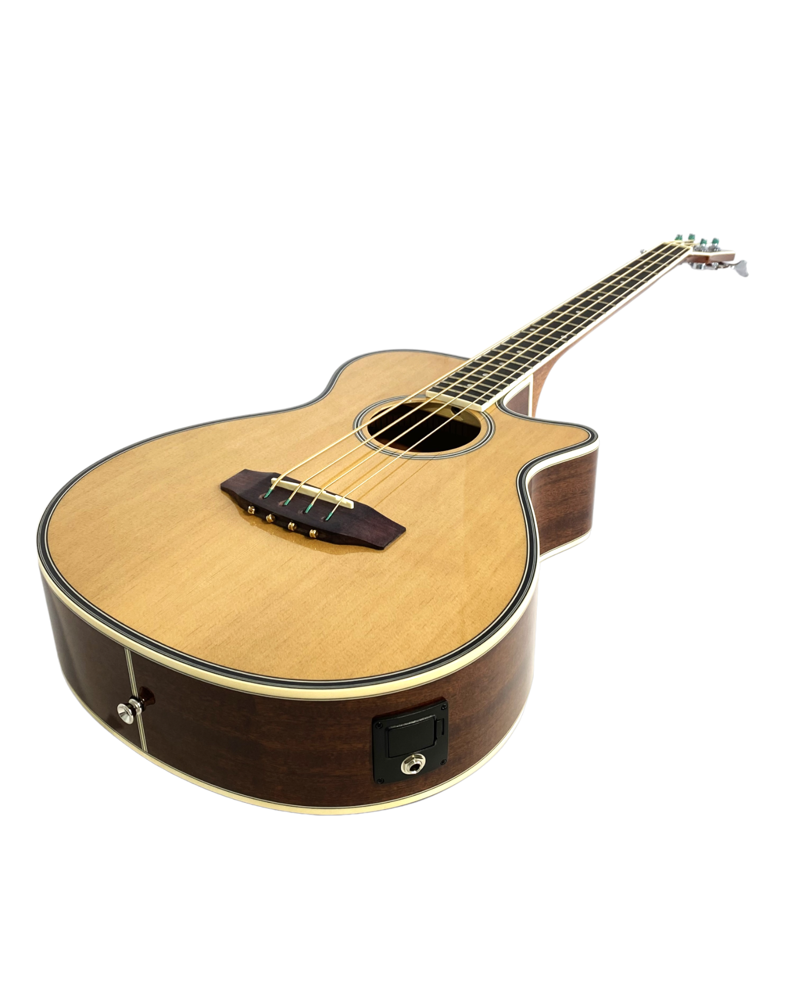 Haze FB711BCEQN34 3/4 4-String Electric-Acoustic Bass Guitar Natural + Free Gig Bag