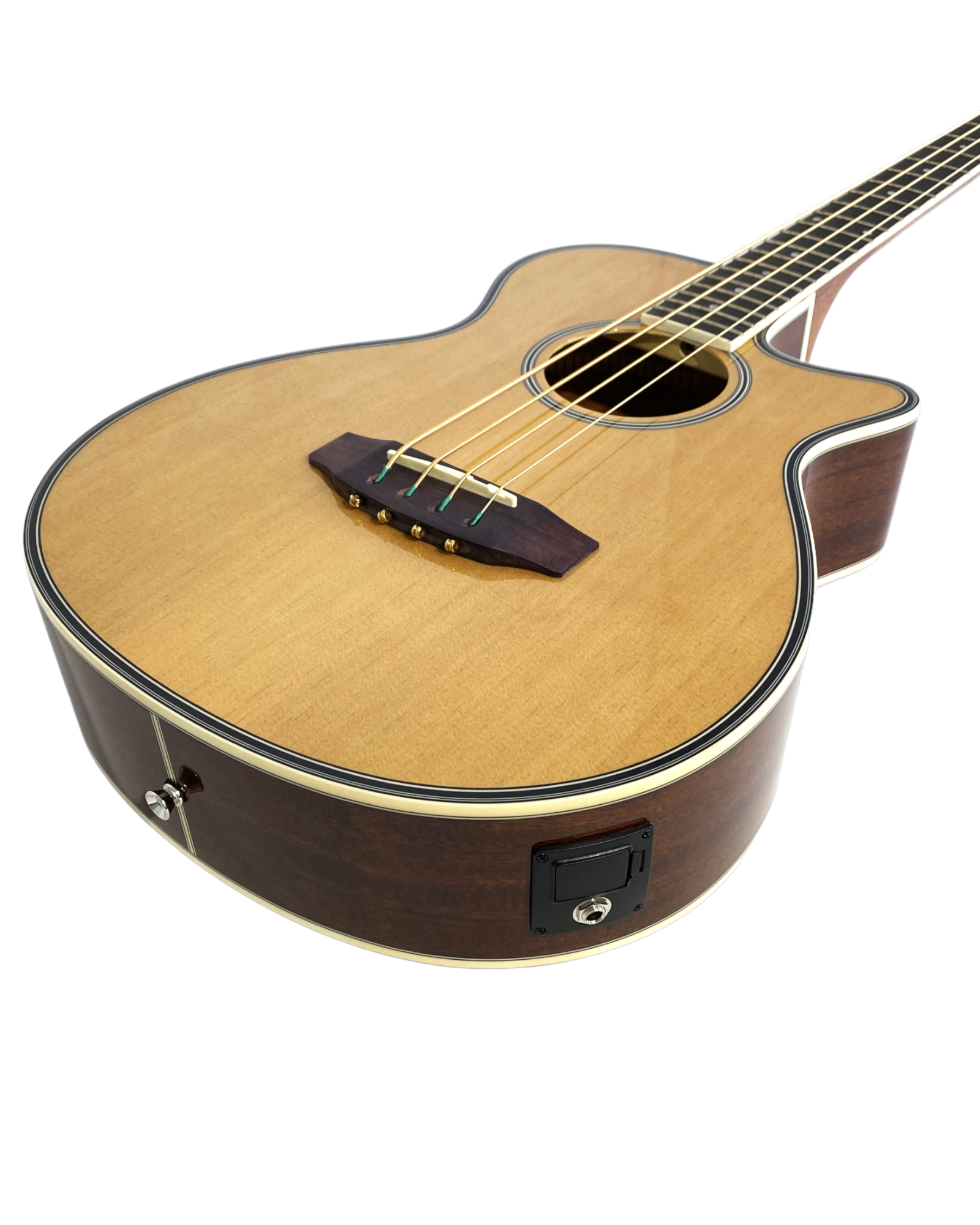 Haze FB711BCEQN34 3/4 4-String Electric-Acoustic Bass Guitar Natural + Free Gig Bag