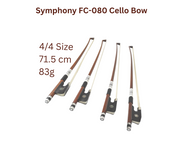 Symphony FC080 4/4 Size Cello Bow, Brazil-wood, Round Stick, Real Horse Hair