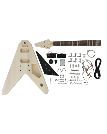 FV09DIY V Style Electric Guitar DIY Kit, Complete No-Soldering, HH Pickup