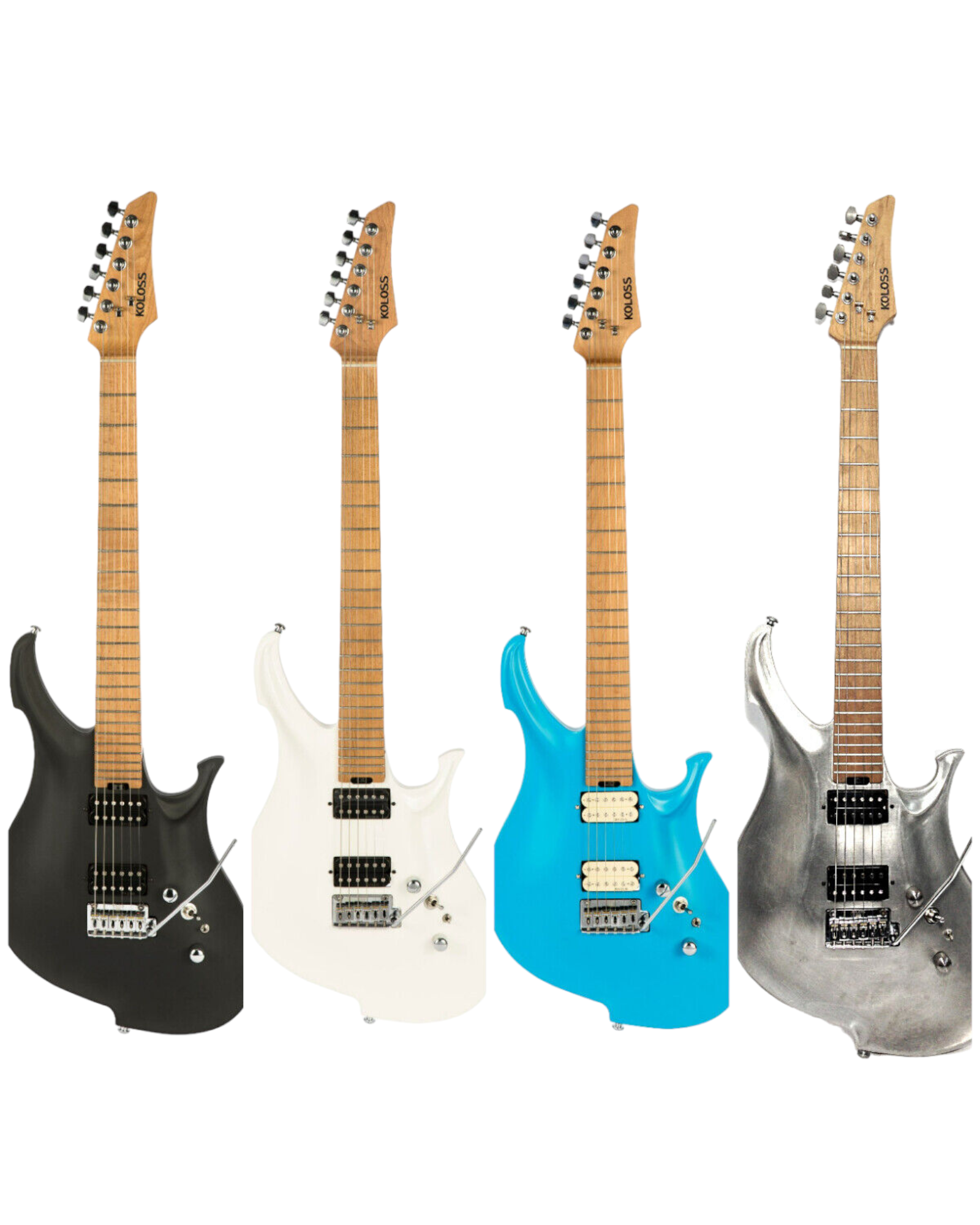 Koloss GT45P Electric Guitar with Chambered Aluminum Body - Black/White/Blue/Natural