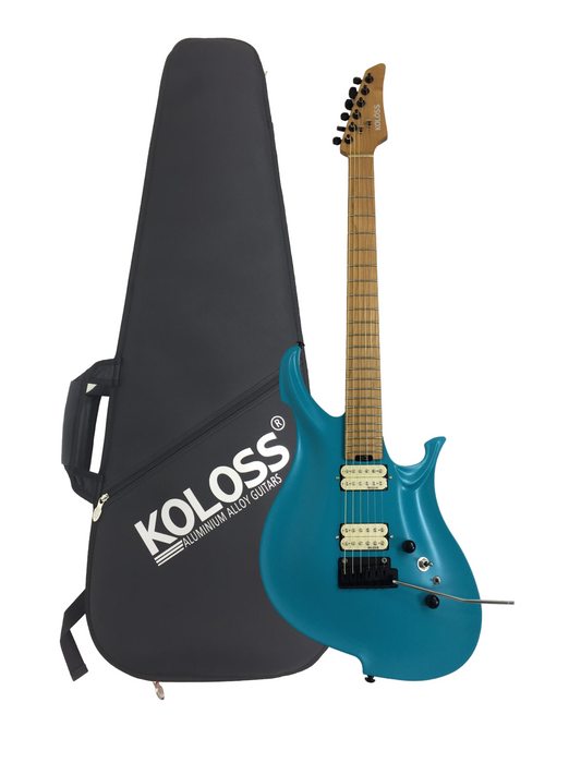 KOLOSS GT4MBL Blue Aluminum Body Roasted Maple Neck Electric Guitar + Bag