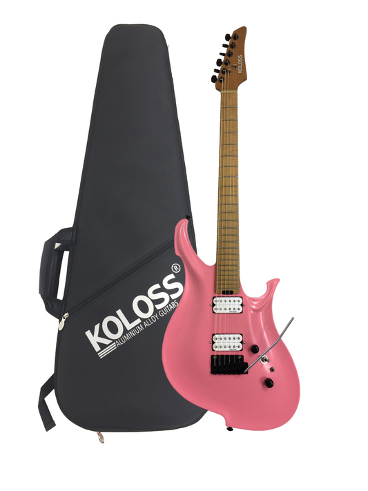 KOLOSS GT4MPK Pink Aluminum Body Roasted Maple Neck Electric Guitar + Bag