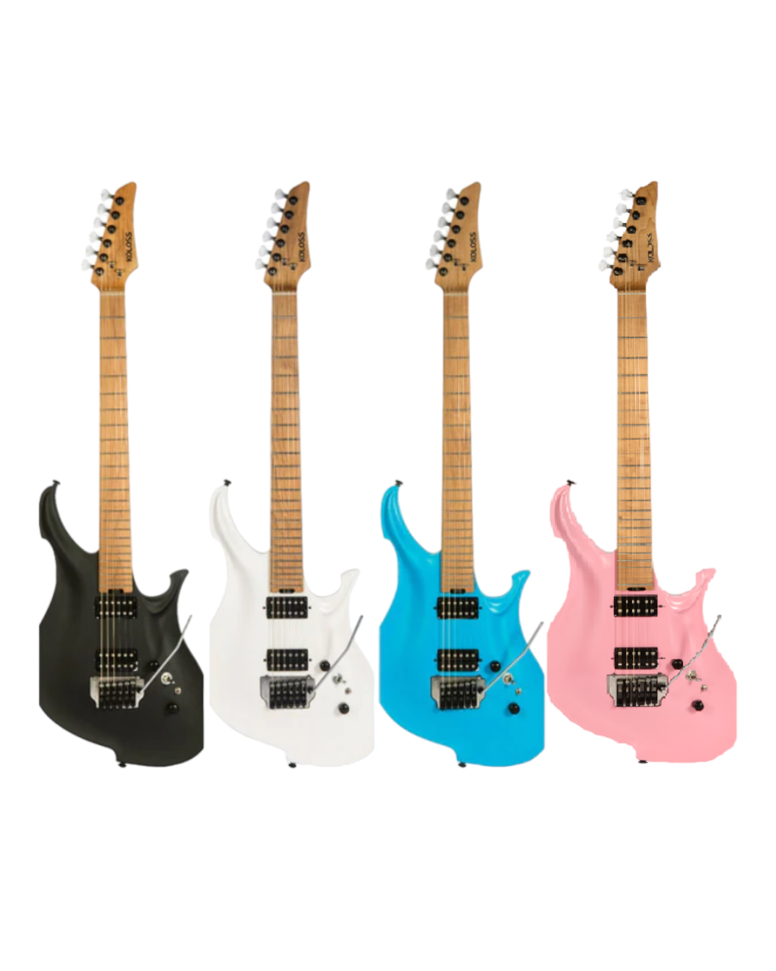 Koloss GT5 Electric Guitar with Hollow Aluminum Body - Black/White/Blue/Pink