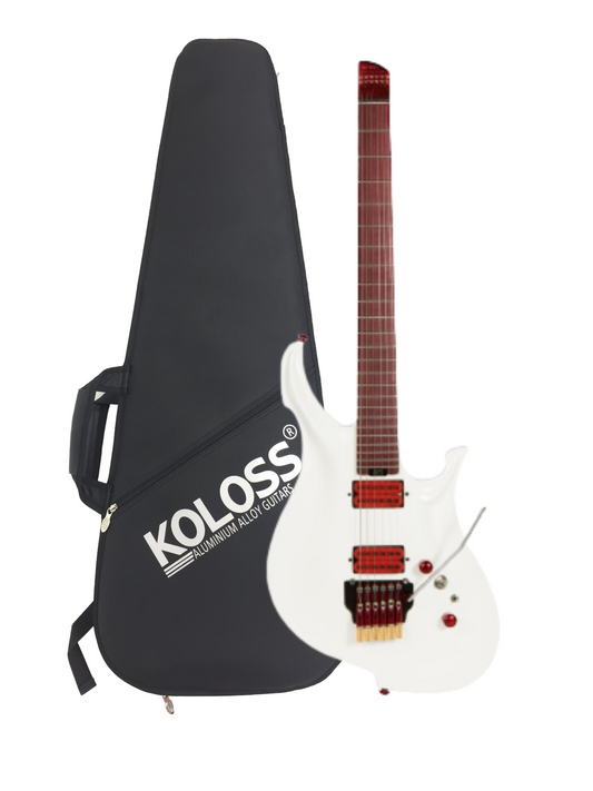 KOLOSS GTEMOHWH Headless Aluminum Body Mahogany Neck Electric Guitar + Bag