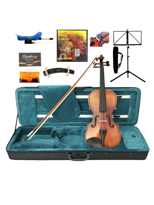 Symphony Violin GV25P2 4/4-1/8 Size including Hard Case, Tuner, Grip, Stand, Collimators, Bow, Rosin, Shoulder Rest